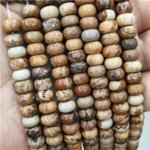 Natural Picture Jasper Beads Smooth Rondelle, approx 8mm [GB18548]