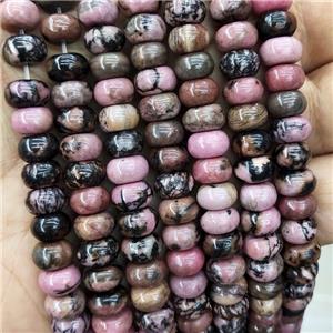 Natural Chinese Rhodonite Beads Pink Smooth Rondelle, approx 8mm [GB18549]