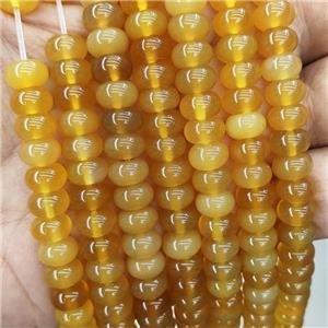 Natural Agate Beads Golden Dye Smooth Rondelle, approx 8mm [GB18550]
