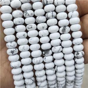 White Howlite Turquoise Beads Smooth Rondelle, approx 8mm [GB18553]