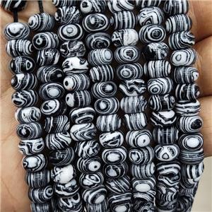 Synthetic Malachite Beads Black Smooth Rondelle, approx 8mm [GB18554]