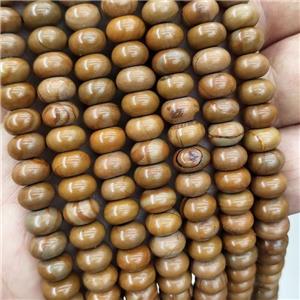 Brown Wood Lace Jasper Beads Smooth Rondelle, approx 8mm [GB18556]