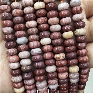 Red Wood Lace Jasper Beads Smooth Rondelle, approx 8mm [GB18558]