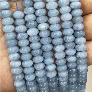 Jade Beads Grayblue Dye Smooth Rondelle, approx 8mm [GB18566]