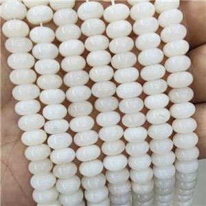 Jade Beads Beige Dye Smooth Rondelle, approx 8mm [GB18572]