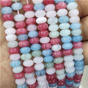 Jade Beads Smooth Rondelle Dye Mixed Color, approx 8mm [GB18581]