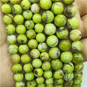 Natural Olive Opal Beads Smooth Round B-Grade, approx 10mm dia [GB18583-10MM]
