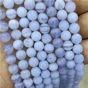 Natural Blue Lace Agate Beads Smooth Round, approx 10mm dia [GB18588-10MM]