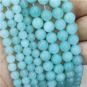 Natural Teal Amazonite Beads Smooth Round, approx 6mm dia [GB18593-6MM]