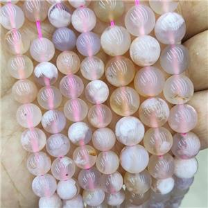 Natural Cherry Agate Beads Sakura Pink Smooth Round, approx 8mm dia [GB18600-8MM]