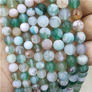 Natural Cherry Agate Beads Sakura Green Dye Smooth Round, approx 6mm dia [GB18601-6MM]
