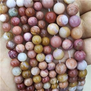 Natural Wood Petrified Jasper Beads Red Smooth Round, approx 4mm dia [GB18604-4MM]
