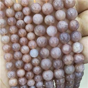 Natural Peach Sunstone Beads Smooth Round, approx 10mm dia [GB18629-10MM]