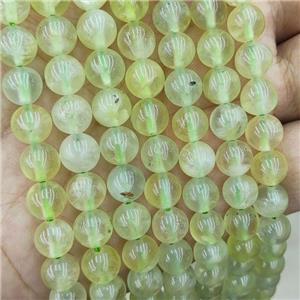 Natural Olive Prehnite Beads A-Grade Smooth Round, approx 6mm dia [GB18636-6MM]