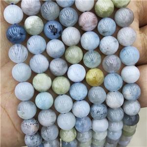 Natural Blue Aquamarine Beads B-Grade Smooth Round, approx 8mm dia [GB18649-8MM]