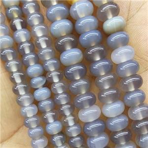 Natural Gray Agate Beads Smooth Rondelle, approx 8mm [GB18655-8MM]