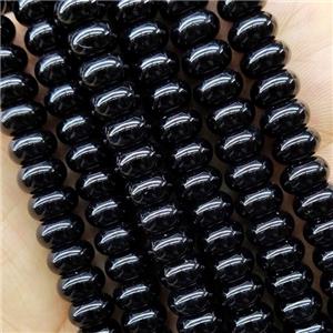 Natural Agate Beads Black Dye Smooth Rondelle, approx 6mm [GB18656-6MM]