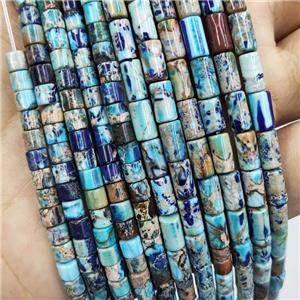 Imperial Jasper Tube Beads Blue, approx 4x4mm [GB18675-4X4MM]