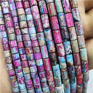 Imperial Jasper Tube Beads Multicolor, approx 4x8mm [GB18676-4X8MM]