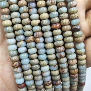 Snakeskin Jasper Beads Smooth Rondelle Blue, approx 4x6mm [GB18705]