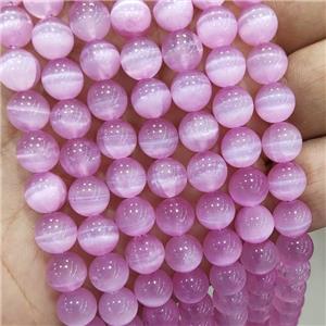 Natural Selenite Beads Pink Dye Smooth Round, approx 10mm dia [GB18712-10MM]