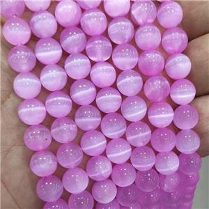 Natural Selenite Beads Hotpink Dye Smooth Round, approx 10mm dia [GB18715-10MM]