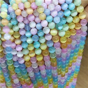 Natural Selenite Beads Dye Smooth Round Mixed Color, approx 8mm dia [GB18720]