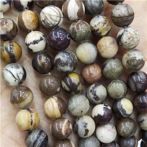 Zebra Jasper Beads Smooth Round, approx 8mm dia [GB18727]