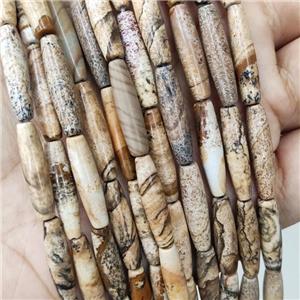 Natural Picture Jasper Rice Beads, approx 5x20mm, 20pc per st [GB18738]