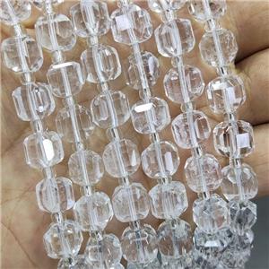 Natural Clear Quartz Beads Faceted Cube, approx 8-10mm [GB18766]