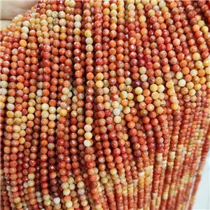 Natural Coral Beads Tiny Orange Faceted Round, approx 3mm [GB18774-3MM]