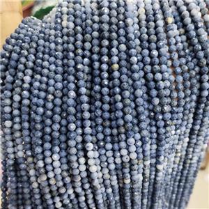 Natural Blue Coral Fossil Beads Faceted Round Tiny, approx 4mm [GB18791]