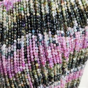 Natural Tourmaline Beads Mixed Color Faceted Round, approx 2mm [GB18797-2MM]