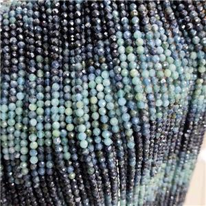 Natural Tourmaline Beads Blue Black Faceted Round, approx 2mm [GB18798-2MM]