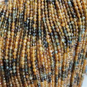 Natural Tourmaline Beads Yellow Black Faceted Round, approx 4mm [GB18801-4MM]