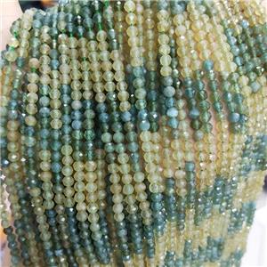 Natural Apatite Beads Yellow Blue Faceted Round Tiny, approx 2mm [GB18805-2MM]