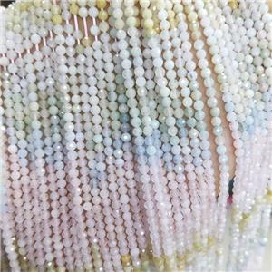 Natural Morganite Beads Multicolor Faceted Round Tiny, approx 3mm [GB18810]