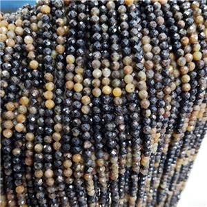 Natural Corundum Beads Yellow Black Faceted Round, approx 4mm [GB18834]