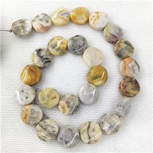Natural Yellow Crazy Lace Agate Coin Beads Twist, approx 16mm [GB18854]