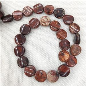 Natural Red Jasper Beads Coin Twist, approx 16mm [GB18858]