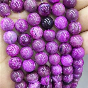 Natural Agate Beads Fuchsia Dye Smooth Round, approx 12mm dia [GB18883]