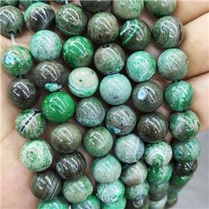Natural Agate Beads Green Dye Smooth Round, approx 12mm dia [GB18885]