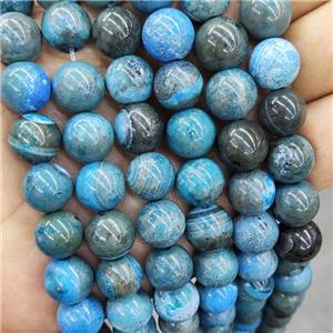 Natural Agate Beads Blue Dye Smooth Round, approx 12mm dia [GB18886]