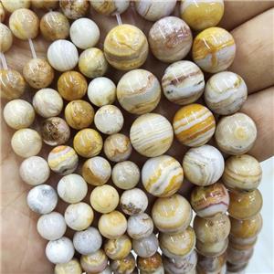 Natural Indonesia Crazy Lace Agate Beads Yellow Smooth Round, approx 8mm dia [GB18887-8MM]