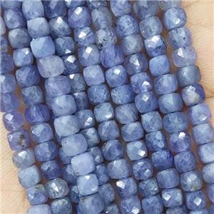 Natural Tanzanite Beads Blue AA-Grade Faceted Cube, approx 3.7-4.4mm [GB18888]