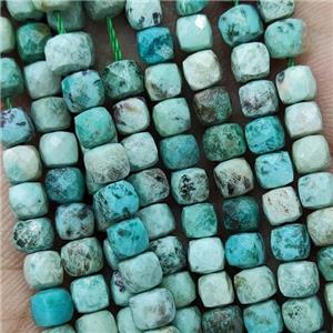 Natural Peruvian Turquoise Beads Teal Faceted Cube, approx 3.7-4.4mm [GB18903]