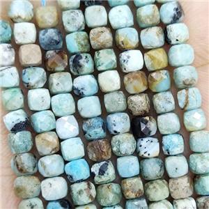 Natural African Turquoise Beads Faceted Cube, approx 3.7-4.4mm [GB18907]