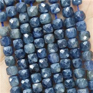 Natural Sapphire Beads Blue Faceted Cube, approx 3.7-4.4mm [GB18909]
