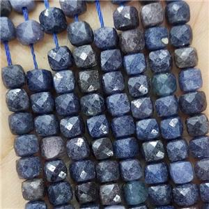 Natural Blue Sapphire Beads B-Grade Faceted Cube, approx 3.7-4.4mm [GB18910]