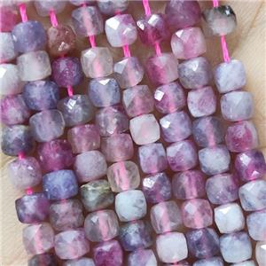 Natural Tourmaline Beads Pink Faceted Cube, approx 3.7-4.4mm [GB18914]